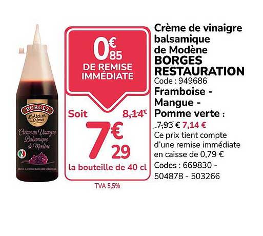 Crème de vinaigre balsamique de Modène BORGES RESTAURATION
