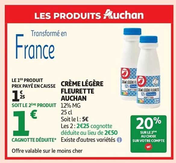 CRÈME LÉGÈRE FLEURETTE AUCHAN