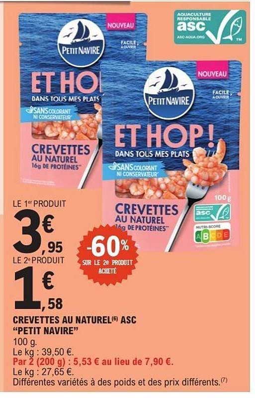 CREVETTES AU NATUREL ASC "PETIT NAVIRE"
