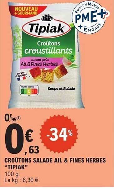 CROÛTONS SALADE AIL & FINES HERBES “TIPIAK”