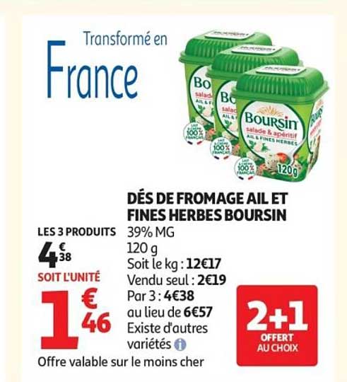DÉS DE FROMAGE AIL ET FINES HERBES BOURSIN