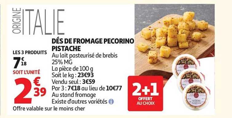 DÉS DE FROMAGE PECORINO PISTACHE