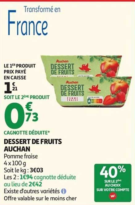 Dessert de fruits Auchan