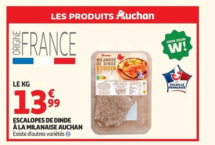 ESCALOPES DE DINDE À LA MILANAISE AUCHAN