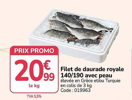 Filet de daurade royale 140/190 avec peau
