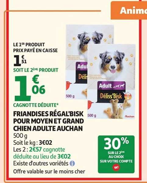 FRIANDISES RÉGAL'BISK POUR MOYEN ET GRAND CHIEN ADULTE AUCHAN