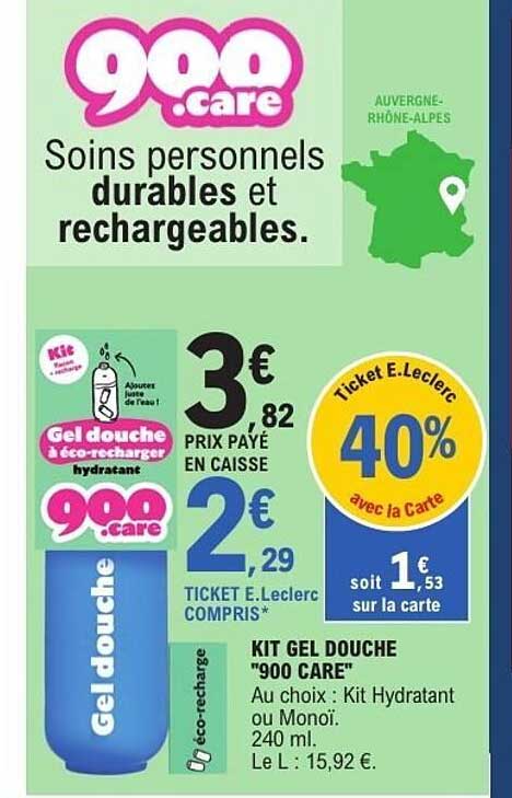 Gel douche à eco-recharge hydratant 900 Care