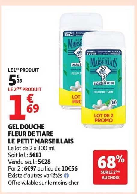 GEL DOUCHE FLEUR DE TIAR E LE PETIT MARSEILLAIS
