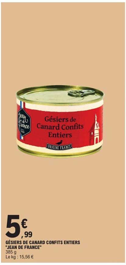 Gésiers de canard confits entiers "Jean de France"