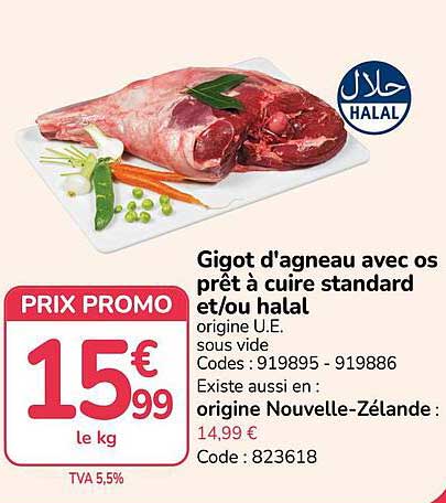 Gigot d'agneau avec os prêt à cuire standard et/ou halal