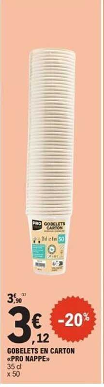 GOBELETS EN CARTON «PRO NAPPE» 35 cl x 50