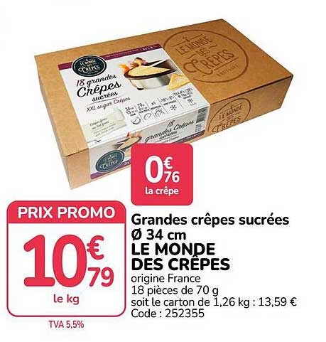 Grandes crêpes sucrées Ø 34 cm LE MONDE DES CRÊPES