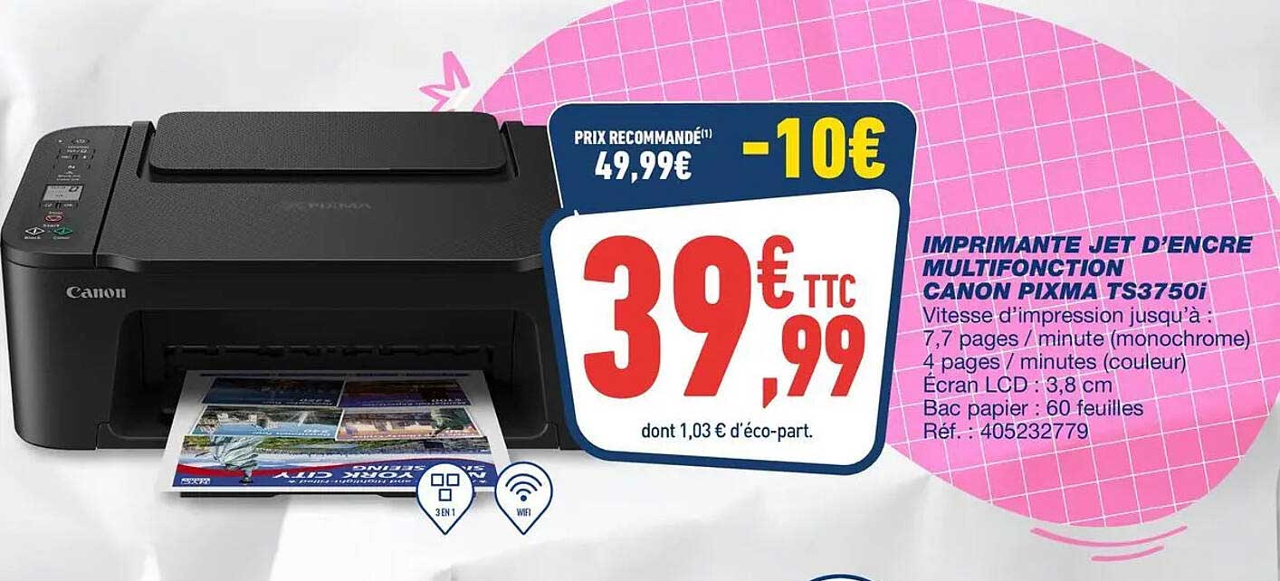 IMPRIMANTE JET D’ENCRE MULTIFONCTION CANON PIXMA TS3750i