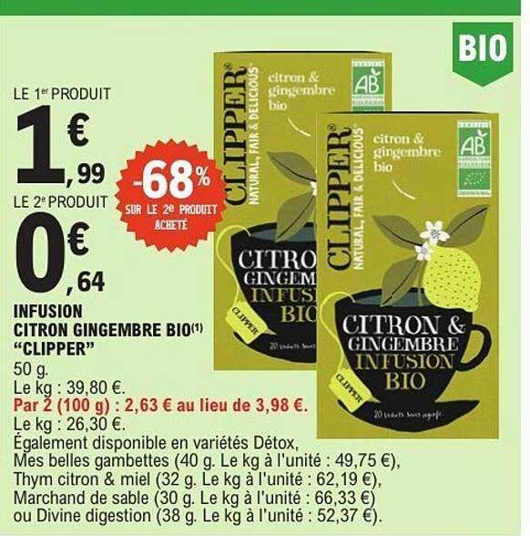 INFUSION CITRON GINGEMBRE BIO “CLIPPER”