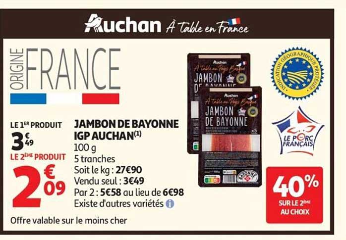 JAMBON DE BAYONNE IGP AUCHAN(1)