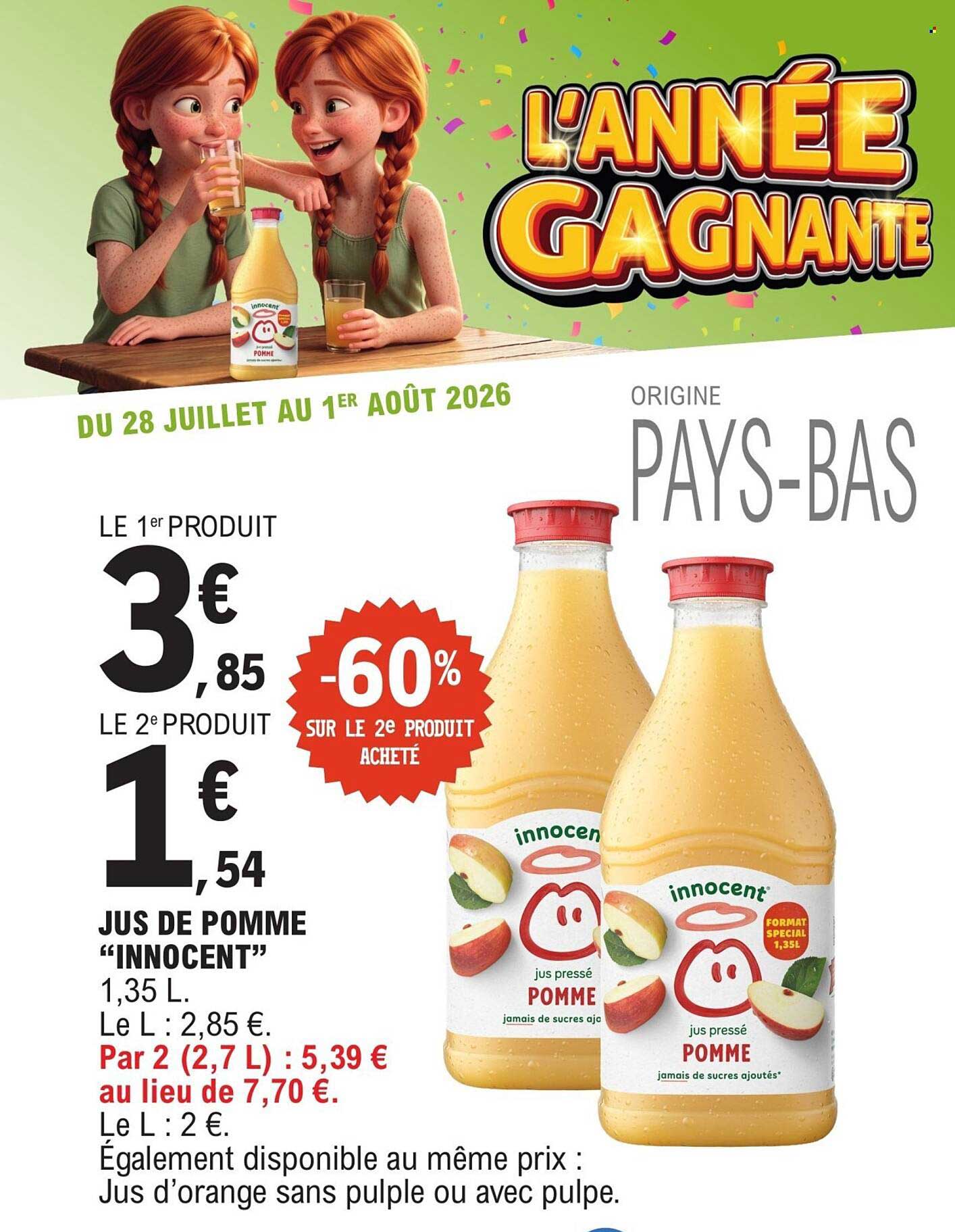 JUS DE POMME “INNOCENT” 1,35 L