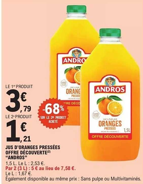 JUS D'ORANGES PRESSÉES OFFRE DÉCOUVERTE “ANDROS”