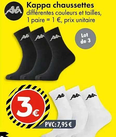 Kappa chaussettes différentes couleurs et tailles, 1 paire = 1 €, prix unitaire