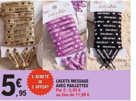 LACETS MESSAGE AVEC PAILLETTES