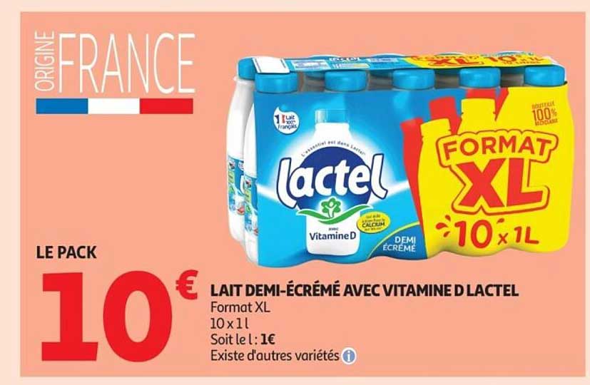 LAIT DEMI-ÉCRÉMÉ AVEC VITAMINE D LACTEL