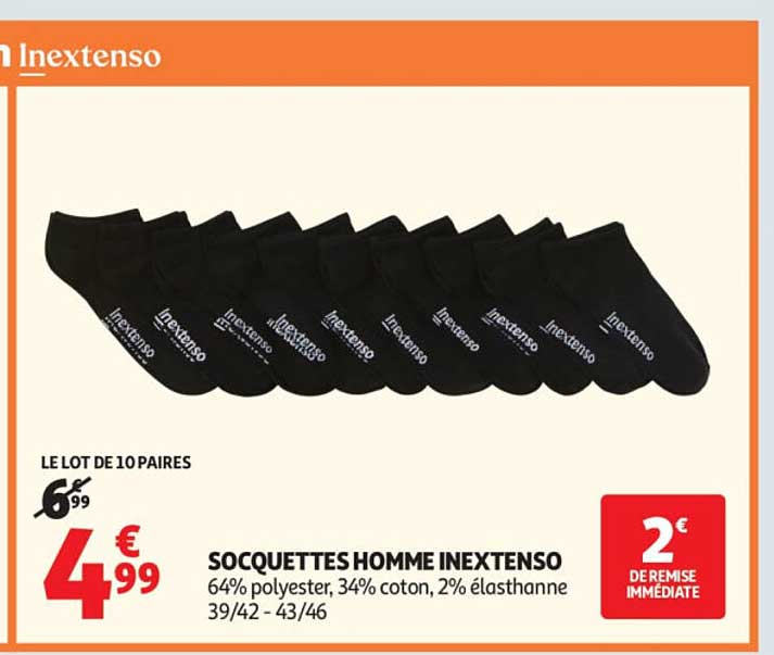 LE LOT DE 10 PAIRES SOCQUETTES HOMME INEXTENSO