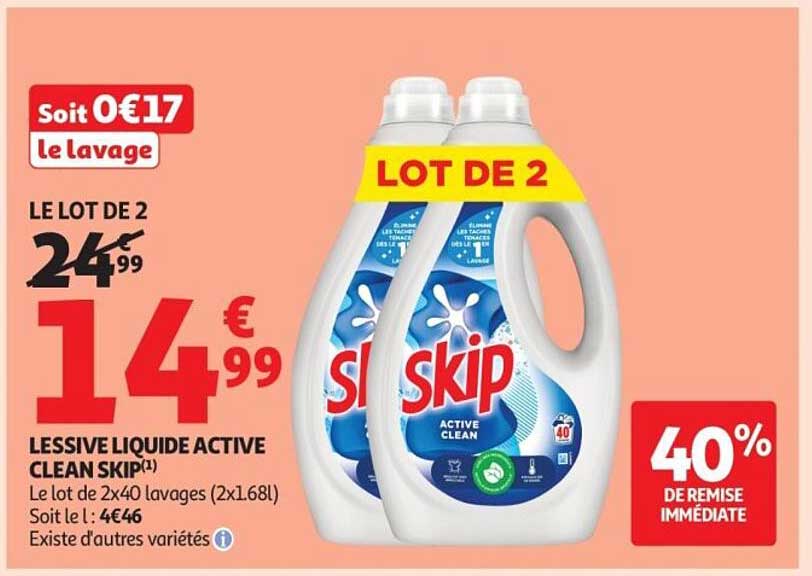 LE LOT DE 2 LESSIVE LIQUIDE ACTIVE CLEAN SKIP(1)
