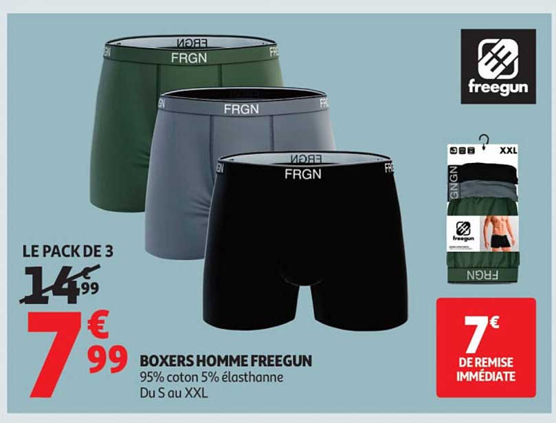 LE PACK DE 3 BOXERS HOMME FREEGUN