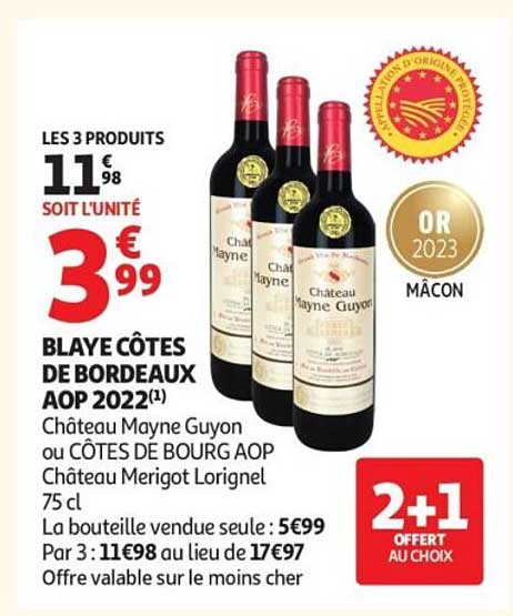 LES 3 PRODUITS 11€98 SOIT L'UNITE 3€99