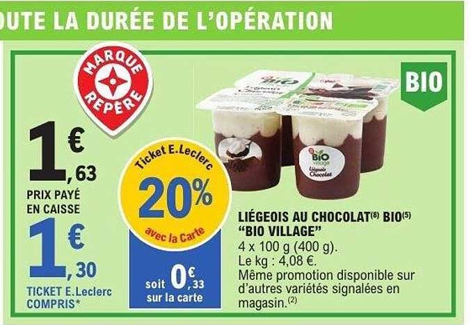 LIEGEOIS AU CHOCOLAT BIO "BIO VILLAGE"