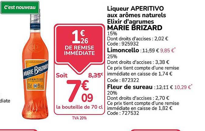 Liqueur APERITIVO aux arômes naturels Elixir d'agrumes MARIE BRIZARD