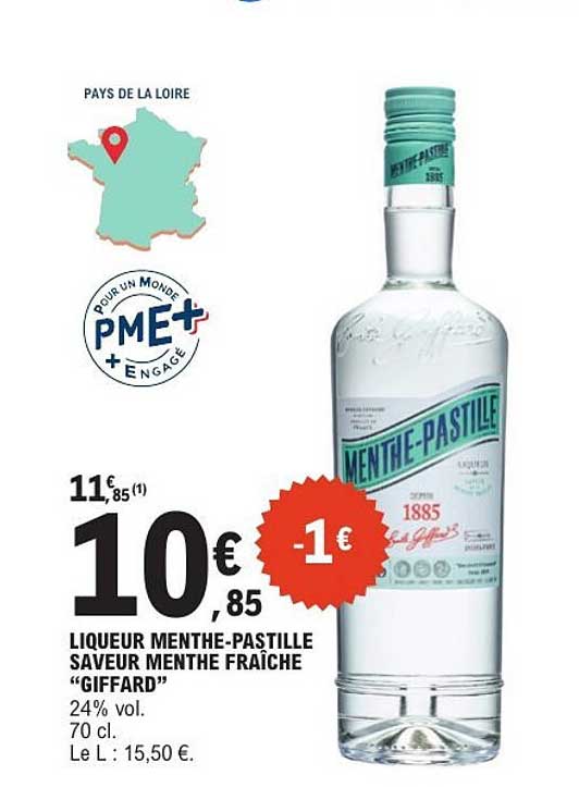 LIQUEUR MENTHE-PASTILLE SAVEUR MENTHE FRAÎCHE “GIFFARD”