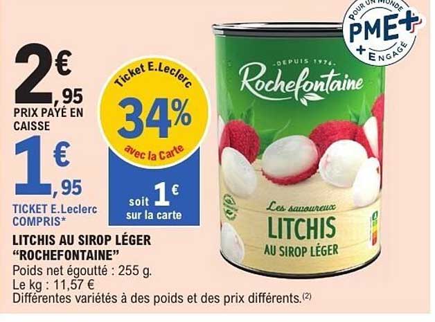 LITCHIS AU SIROP LÉGER "ROCHEFONTAINE"