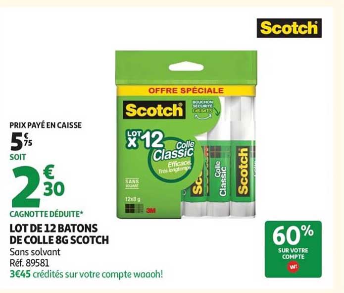 LOT DE 12 BATONS DE COLLE 8G SCOTCH