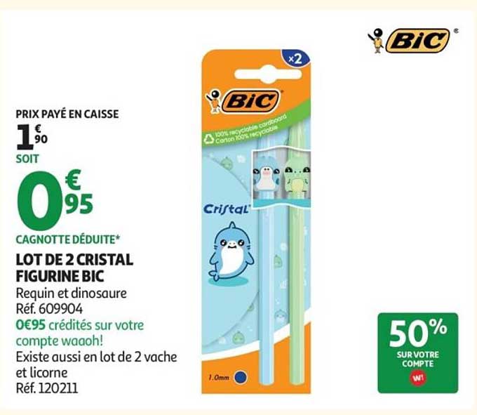 LOT DE 2 CRISTAL FIGURINE BIC Requin et dinosaure