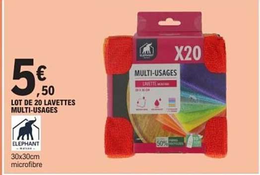 LOT DE 20 LAVETTES MULTI-USAGES