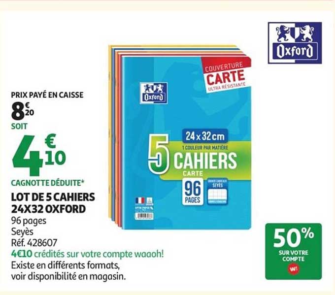LOT DE 5 CAHIERS 24X32 OXFORD