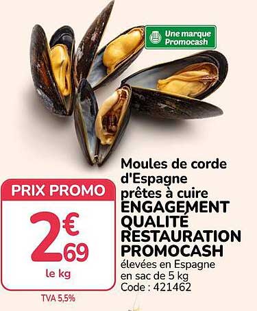 Moules de corde d'Espagne prêtes à cuire ENGAGEMENT QUALITÉ RESTAURATION PROMOCASH
