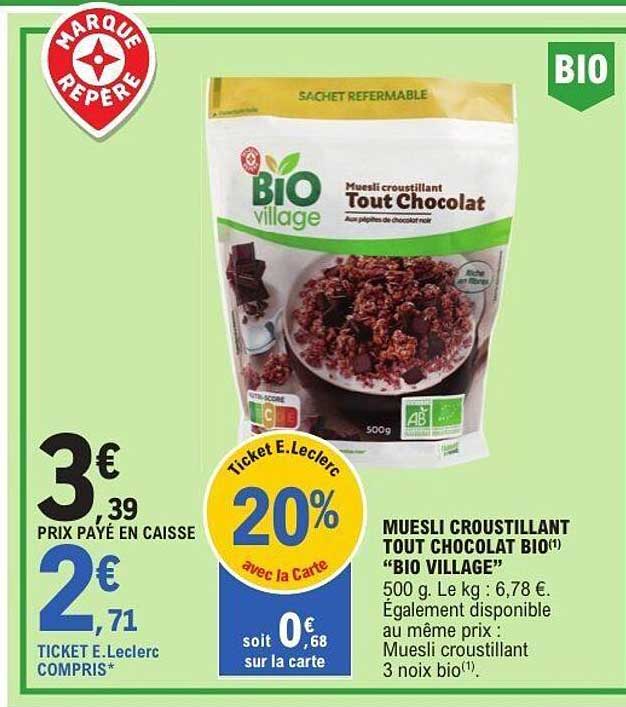 MUESLI CROUSTILLANT TOUT CHOCOLAT BIO “BIO VILLAGE”