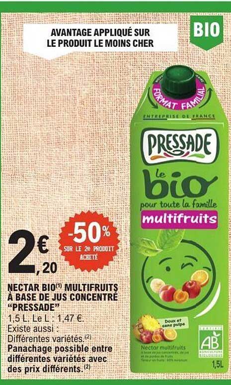 NECTAR BIO(*) MULTIFRUITS À BASE DE JUS CONCENTRÉ “PRESSADE”