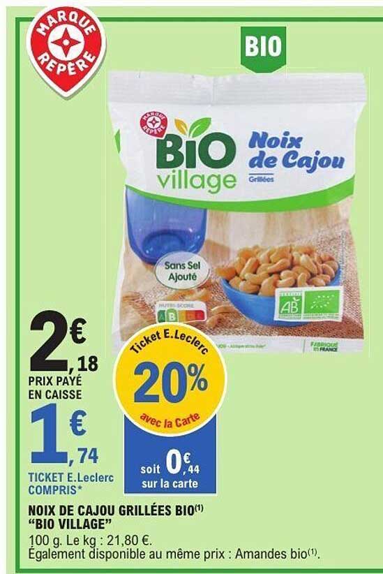 NOIX DE CAJOU GRILLÉES BIO “BIO VILLAGE”