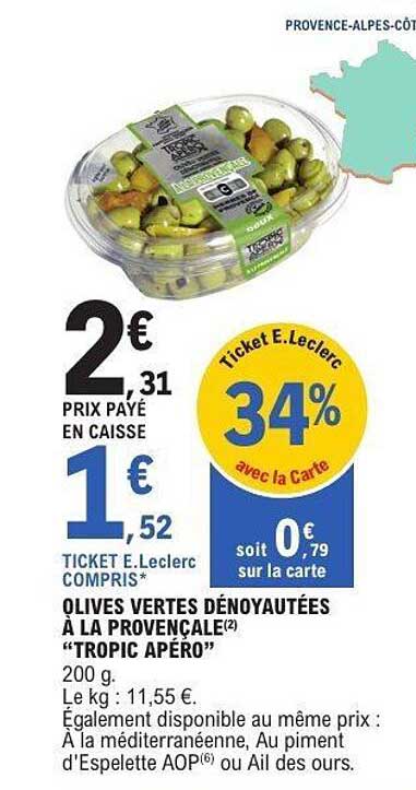 OLIVES VERTES DÉNOYAUTÉES À LA PROVENÇALE “TROPIC APERO”