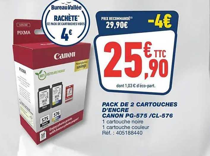 PACK DE 2 CARTOUCHES D’ENCRE CANON PG-575 /CL-576