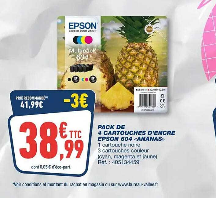 PACK DE 4 CARTOUCHES D’ENCRE EPSON 604 «ANANAS»
