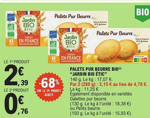 PALETS PUR BEURRE BIO "JARDIN BIO ÉTIC"