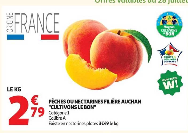 PÊCHES OU NECTARINES FILIÈRE AUCHAN "CULTIVONS LE BON"