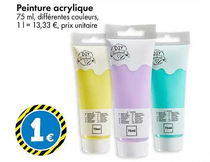 Peinture acrylique 75 ml, différentes couleurs