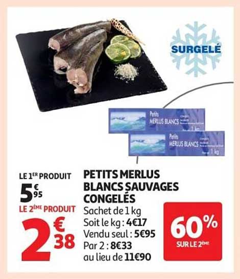 PETITS MERLUS BLANCS SAUVAGES CONGELÉS