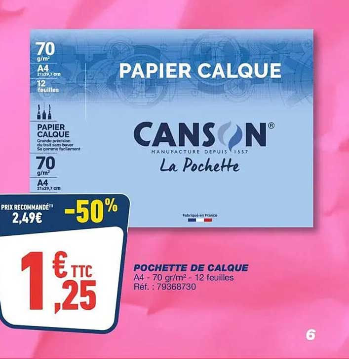 POChette DE CALQUE A4 - 70 g/m² - 12 feuilles Réf. : 79368730