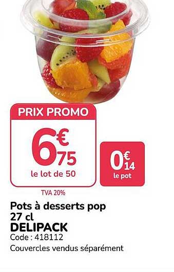 Pots à desserts pop 27 cl DELIPACK