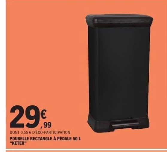 POUBELLE RECTANGLE À PÉDALE 50 L "KETER"